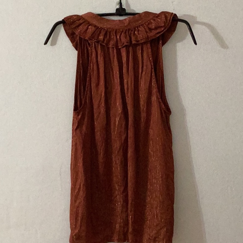 Ella Moss Silk Rust Sleeveless Blouse - Picture 5 of 9